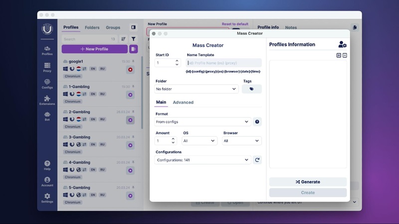 Profile Generation on a Large Scale