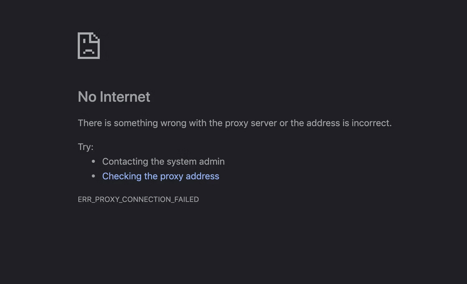 How do I fix proxy server not connecting