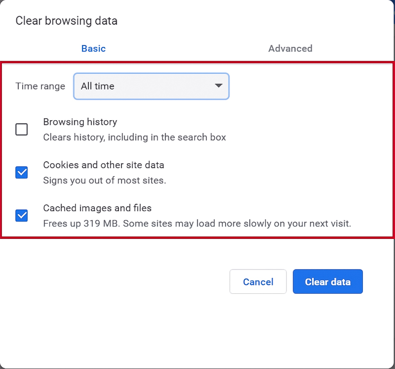 Clear Browser Cache and Cookies