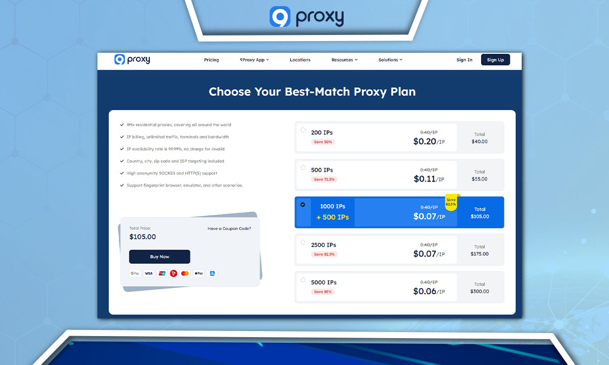 Choose 9proxy for a fast